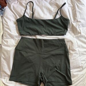 GARAGE Green Sports Bra and Shorts Set